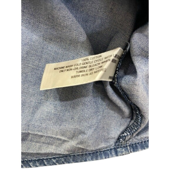 I Love Ronson Embroidered Daisy Denim Button Snap Roll Tab Shirt Women's Small - Picture 3 of 12